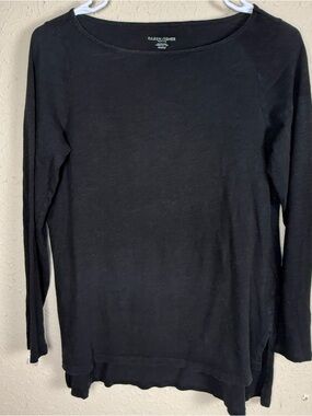 Eileen Fisher Navy Lightweight Long-Sleeve Crew Top 100% Organic Cotton S\M